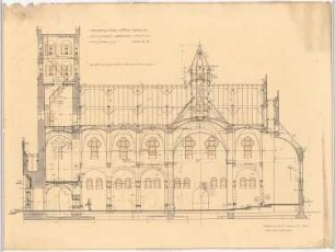 Herz-Jesu-Kirche (mit Vikarie), Heeren-Werve: Längsschnitt der Kirche 1:50