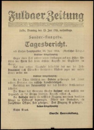 Ausgabe vom Dienstag, den 13. Juni 1916.