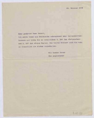 Schreiben an Robert Breuer (Brief)