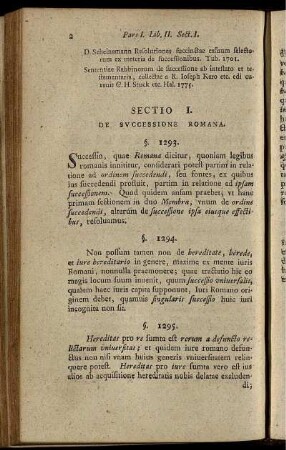 Sectio I. De Succesione Romana.