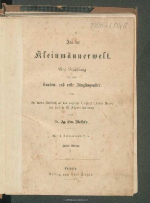 Aus der Kleinmännerwelt : eine Erzählung für das Knaben- und erste Jünglingsalter