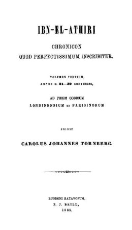 Vol. 3: al- Kāmil fi 't-taʾrīḫ