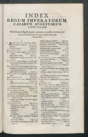 Index Regum Imperatorum, Caesarum Augustarum, Consulum.