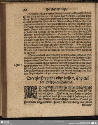 Die erste [- dritte] Predigt, uber dass 5. Capitel des Propheten Danielis