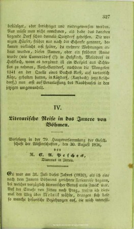 Literarische Reise in das Innere von Böhmen