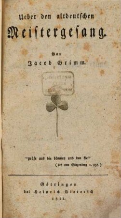 Über den altdeutschen Meistergesang