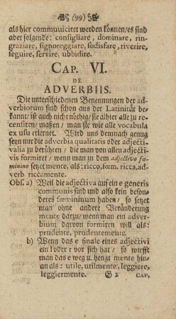 Cap. VI. De Adverbiis.