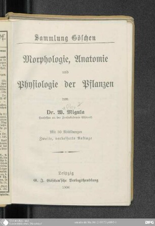 Morphologie, Anatomie und Physiologie der Pflanzen