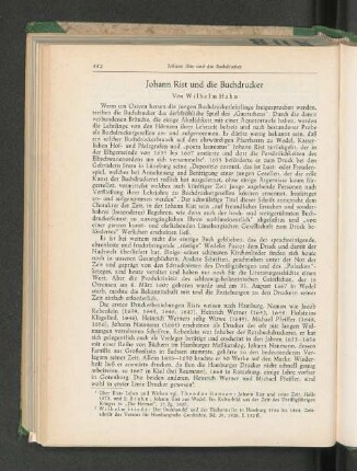 Johann Rist und die Buchdrucker