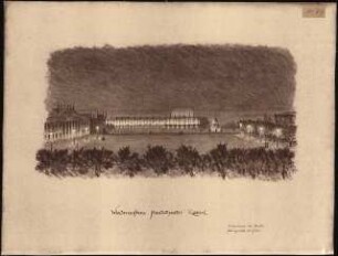 Staatstheater Kassel: (Lichtpause von Inv.Nr. 35802): Friedrichplatz Nachtansicht