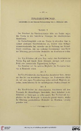 Zusatzbestimmungen / Articles supplémentaires