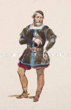 Mann im braunen Wams mit blauen Kanten und hellbraunen Beinlingen - Tafel aus Franceschini/Kostümbilder (Kassette 2)