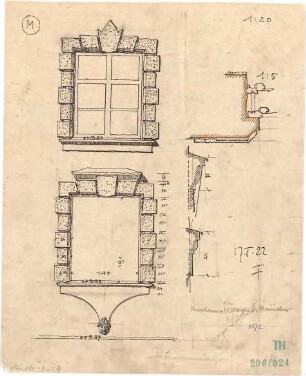 Fischer, Theodor; München; Mayr'sche Hofkunstanstalt - Fenster (Ansichten); Profile (Schnitte)