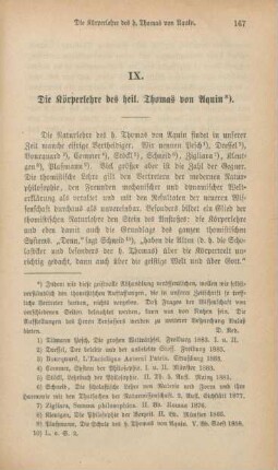 167-188 Die Körperlehre des heiligen Thomas von Aquin : I. Sein und Wesen oder die constitutiven Principien der Körper