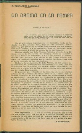 Un drama en la pampa : novela inédita
