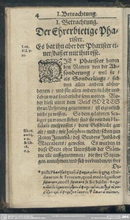 I. Betrachtung. Der Ehrerbietige Phariseer