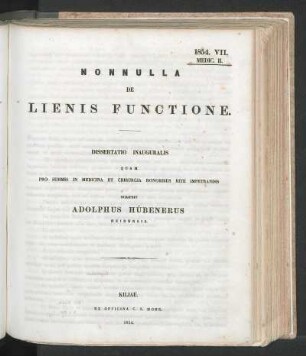 Nonnulla De Lienis Functione.