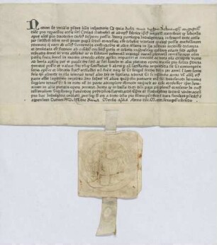 Ablassbrief für die, welche zur Restauration der St. Cyriacuskirche in Neuhausen beigetragen haben (Inkunabel).