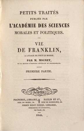 Vie de Franklin à l'usage de tout le monde, 1