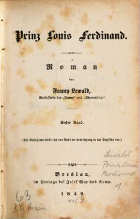 Prinz Louis Ferdinand : Roman, 1. Band