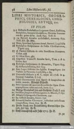 Libri Historici, Geographici, Genealogici, Chronologici, Antiqq. Etc