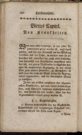 Viertes Capitel. Von Krankheiten