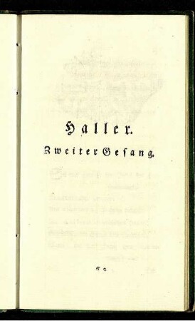 Haller. Zweiter Gesang.