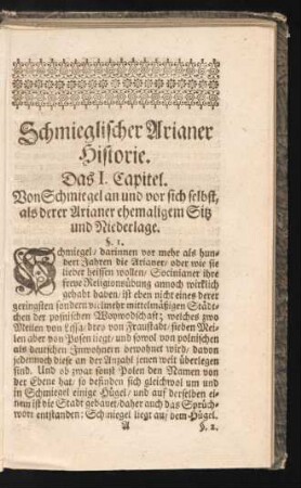 Schmieglischer Arianer Historie.