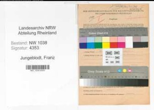 Entnazifizierung Franz Jungeblodt , geb. 13.12.1892 (Apotheker)