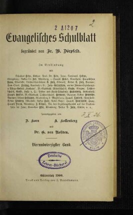 44: Evangelisches Schulblatt - 44.1900