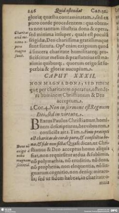 Caput XXXII. Non Magna Dona, Sed Fidem que per charitatem operatur, ostendere hominem Christianum & Deo acceptum