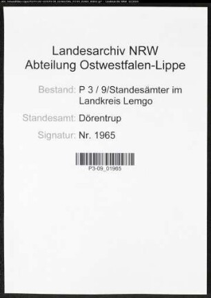 Sterberegister Standesamt Dörentrup