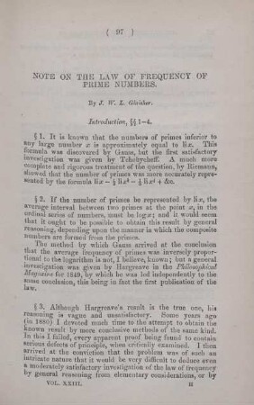 Note on the law of frequency of prime numnbers.