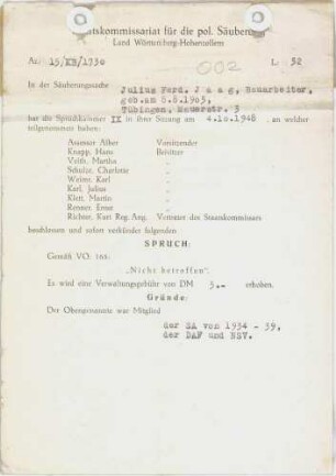 Jaag, Julius Ferd.