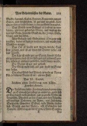 Das XL. Capitel. Zeichen einer Anfüllung von bösen Feuchtigkeiten.