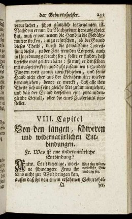 VIII. Capitel. Von den langen, schweren und widernatürlichen Entbindungen.