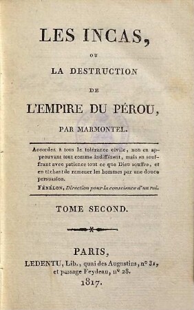 Les Incas, ou la destruction de l'empire du Pérou, 2