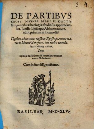 De Partibvs Legis Divinae Libri II