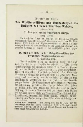 Vierter Abschnitt. Der Ministerpräsident und Bundeskanzler als Schöpfer des neuen Deutschen Reiches