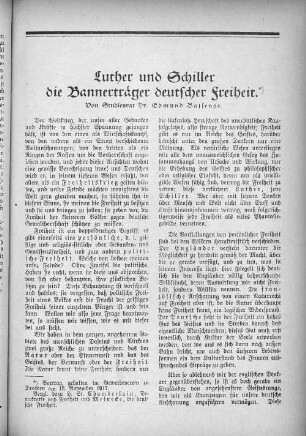 Luther und Schiller die Bannerträger deutscher Freiheit. Von Studienrat Dr. Edmund Balsenge.
