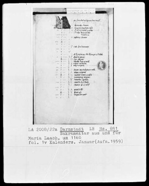 Laacher Sakramentar — Tierkreiszeichen Wassermann, Folio 1verso
