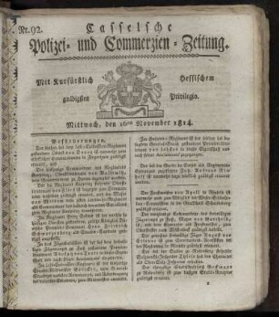 Nr. 92, Mittwoch den 16ten November. 1814