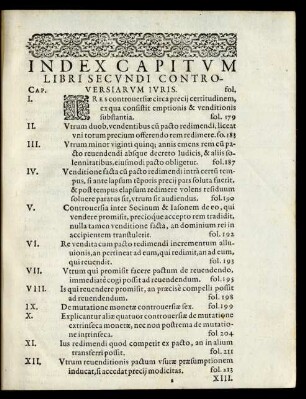 Index Capitum Libri Secundi ...