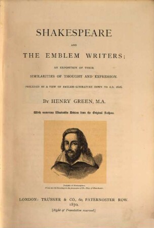 Shakespeare and the emblem writers : an exposition of their similarities of thought and expression ; preceded by a view of emblem-literature down to A.D. 1616