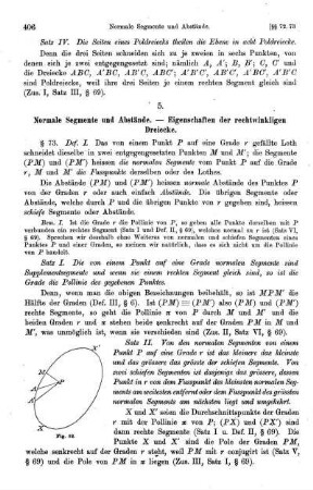 5. Normale Segmente und Abstände. - Eigenschaften der rechtwinkligen Dreiecke.