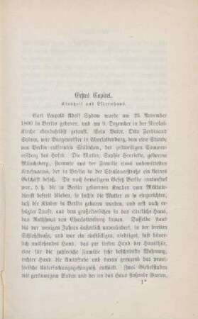 Erstes Capitel. Kindheit und Elternhaus