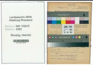 Entnazifizierung Heinrich Rensing , geb. 15.02.1887 (Landwirt)