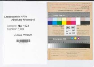 Entnazifizierung Werner Junius , geb. 05.10.1892 (Landgerichtsdirektor)