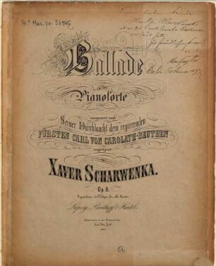 Ballade : für d. Pianoforte ; op. 8