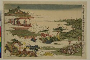Tang-Kaiser Ming Huang beim Angriff von An Lu Shan. Perspektivbild: Hôbenrô-Palast und Feuerwachttürme